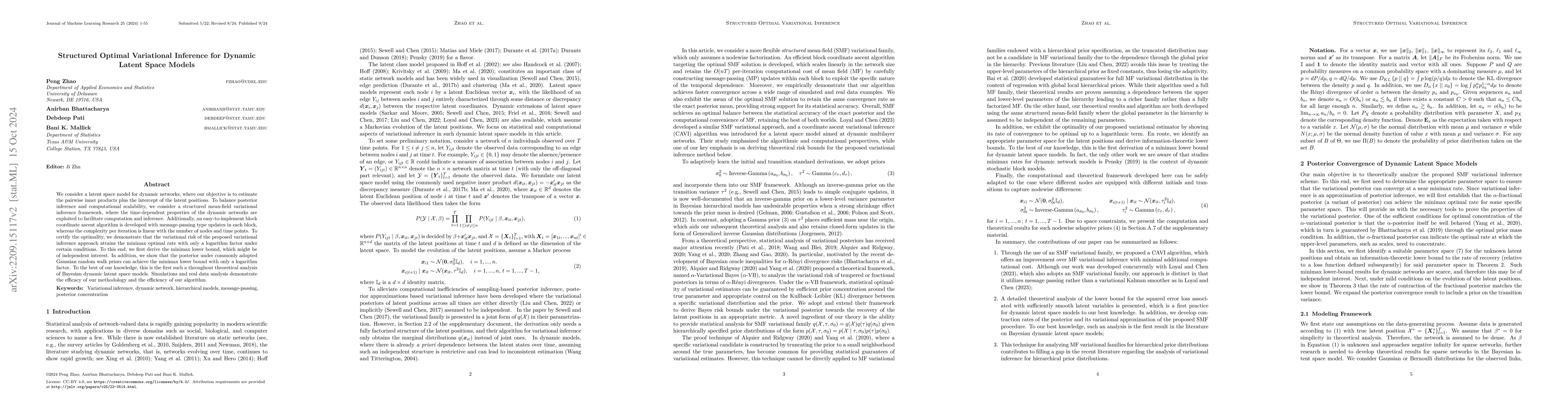 Thumbnail for Structured Optimal Variational Inference for Dynamic Latent Space Models