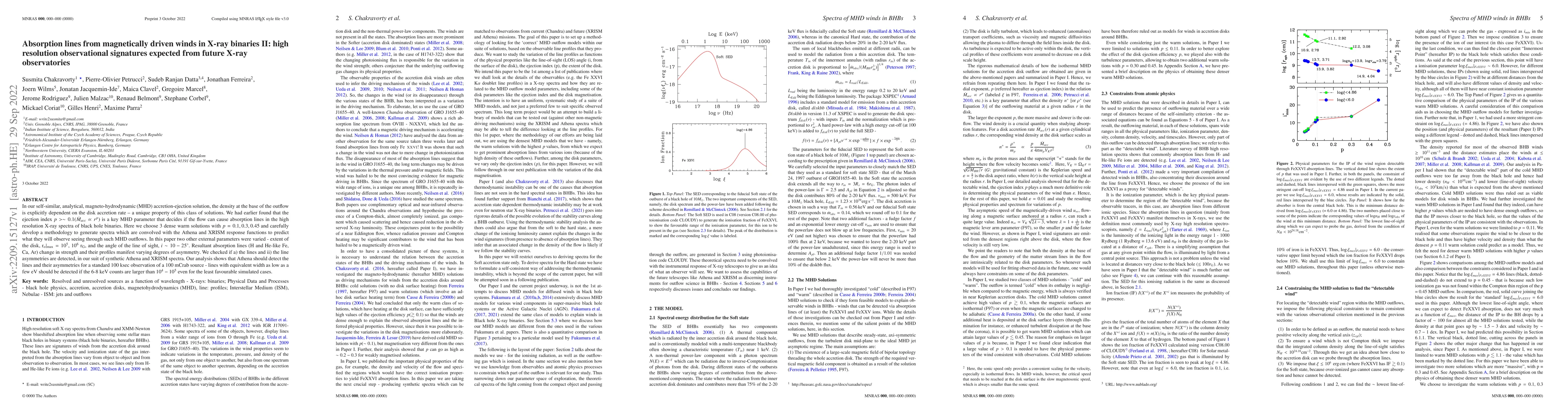 Thumbnail for Absorption lines from magnetically driven winds in X-ray binaries II:
  high resolution observational signatures expected from future X-ray
  observatories