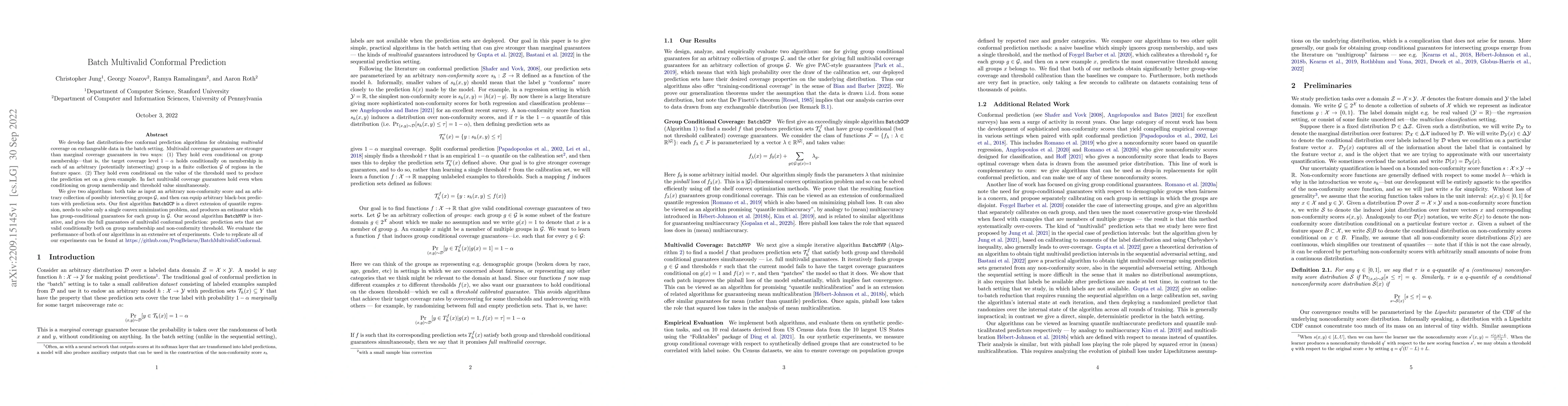 Thumbnail for Batch Multivalid Conformal Prediction