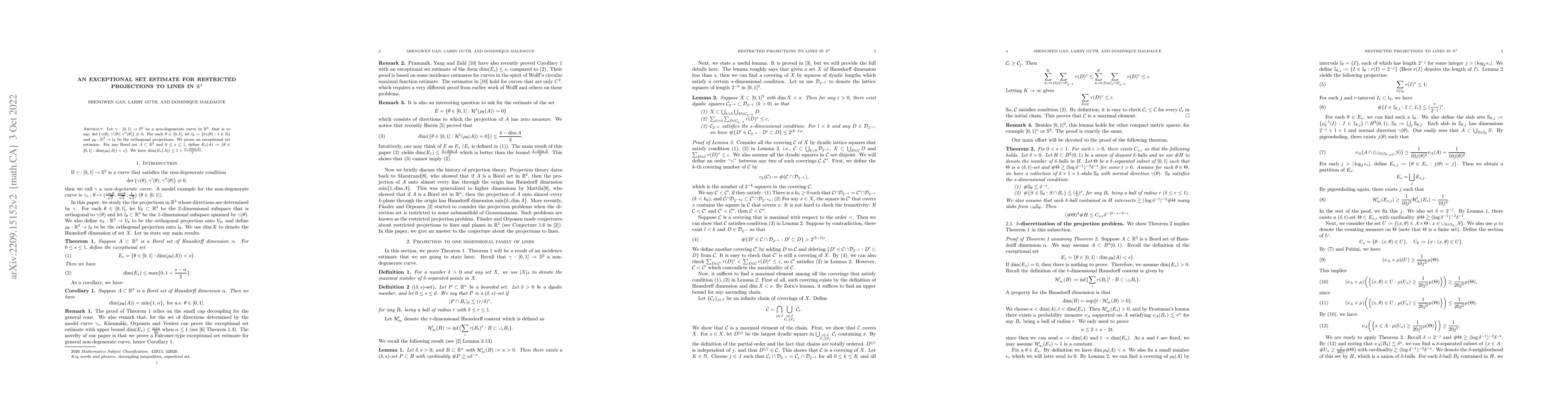 Thumbnail for An exceptional set estimate for restricted projections to lines in
  $\mathbb{R}^3$
