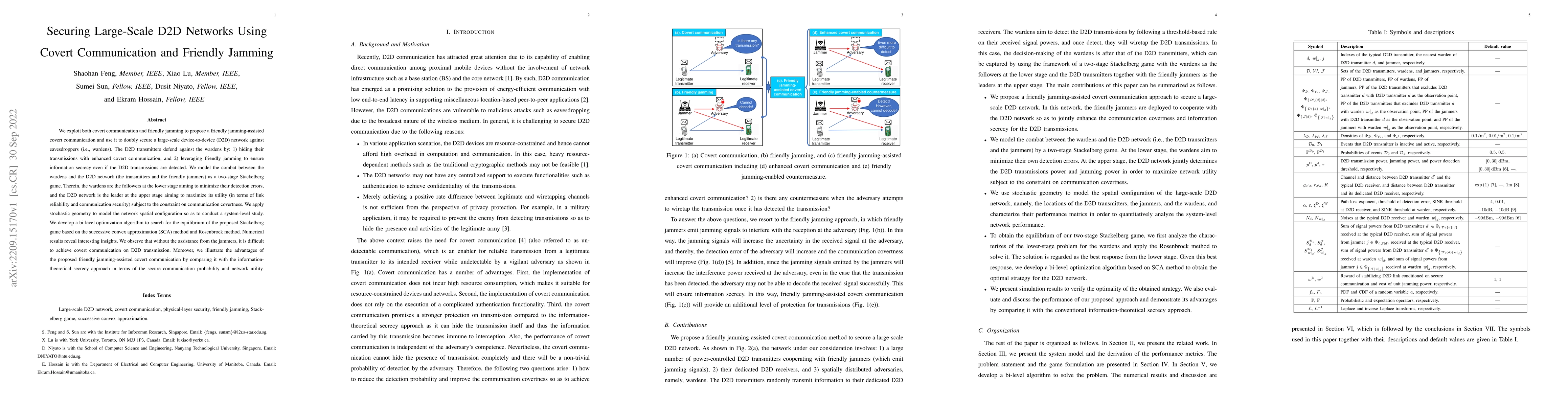 Thumbnail for Securing Large-Scale D2D Networks Using Covert Communication and
  Friendly Jamming