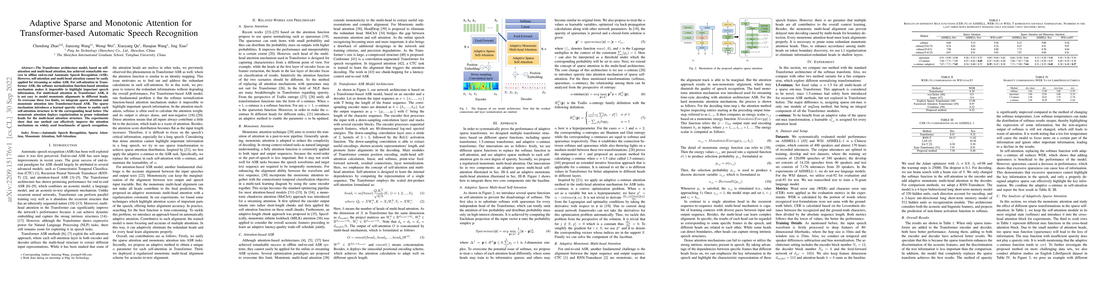 Thumbnail for Adaptive Sparse and Monotonic Attention for Transformer-based Automatic
  Speech Recognition