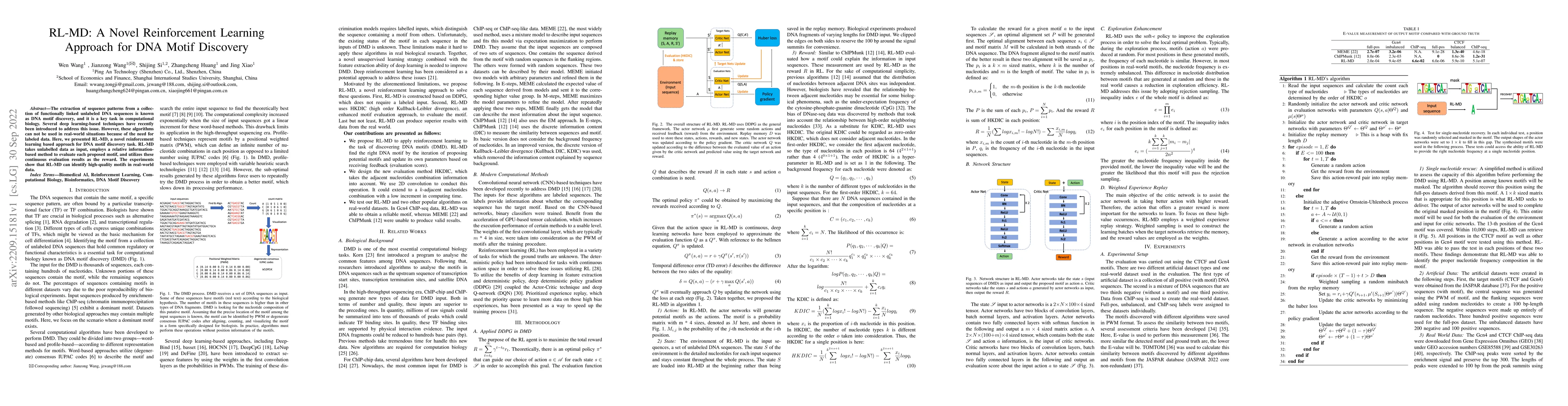 Thumbnail for RL-MD: A Novel Reinforcement Learning Approach for DNA Motif Discovery