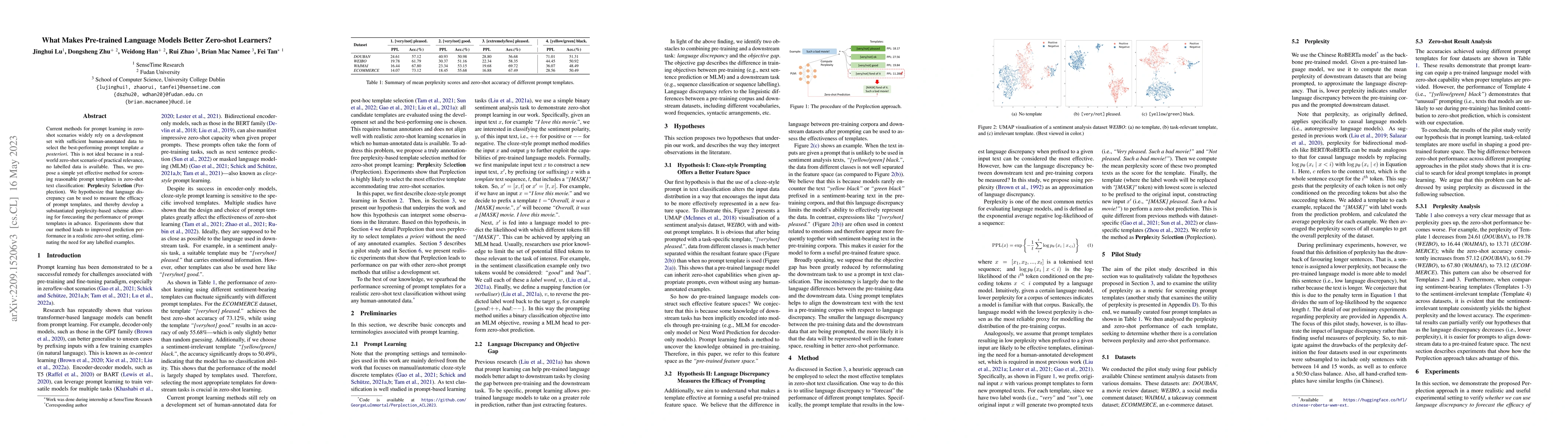 Thumbnail for What Makes Pre-trained Language Models Better Zero-shot Learners?