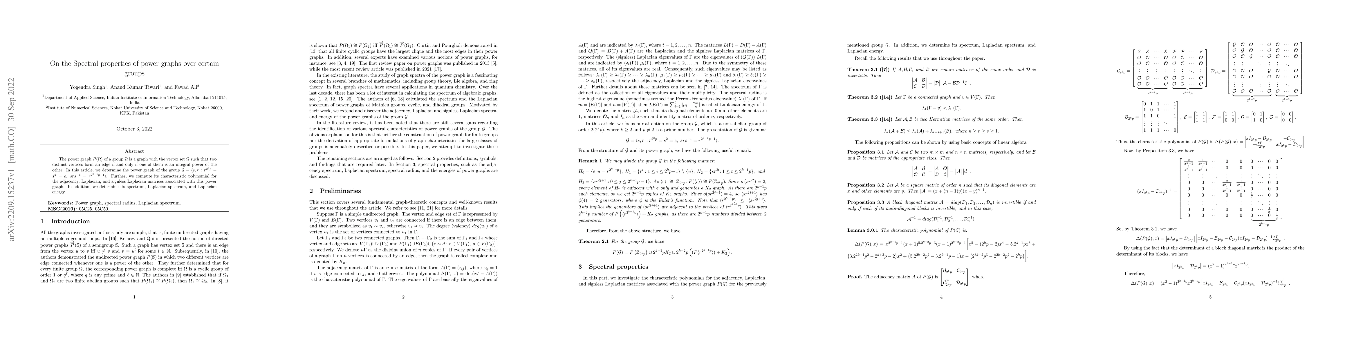 Thumbnail for On the Spectral properties of power graphs over certain groups