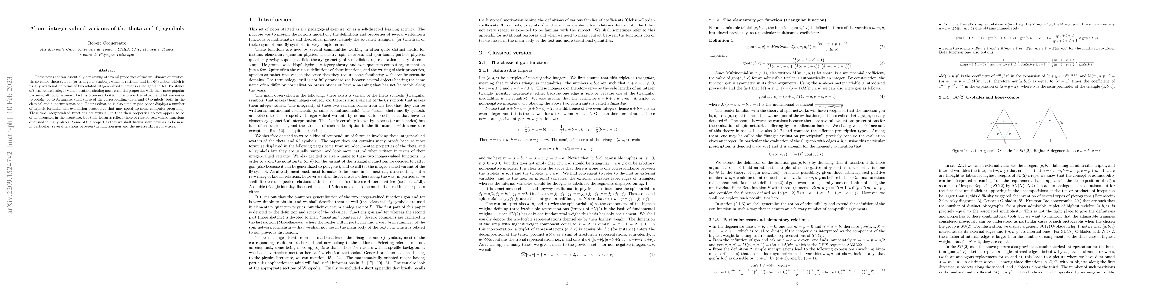 Thumbnail for About integer-valued variants of the theta and 6j symbols
