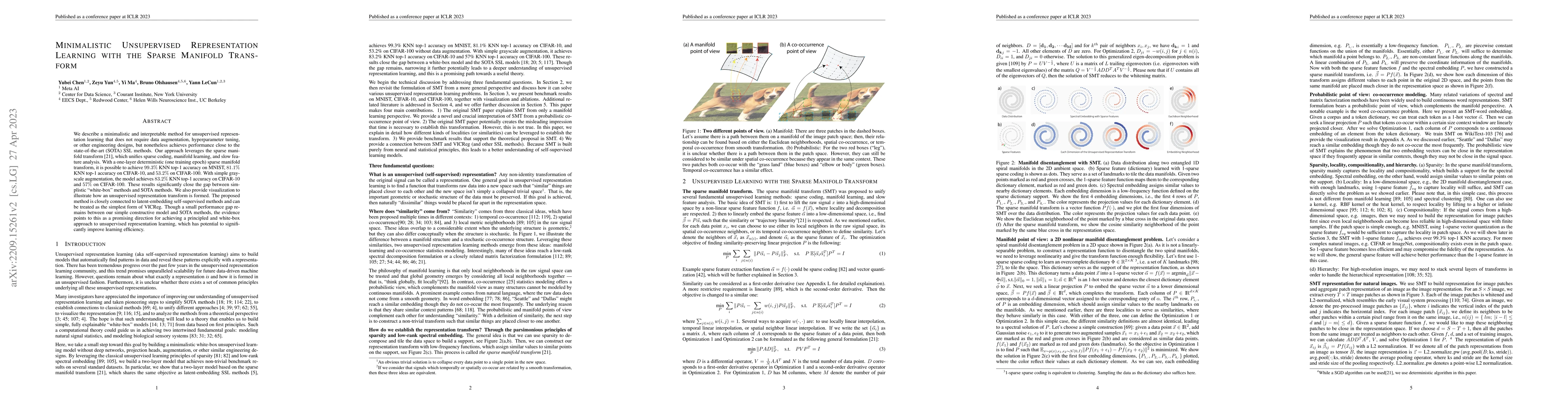 Thumbnail for Minimalistic Unsupervised Learning with the Sparse Manifold Transform