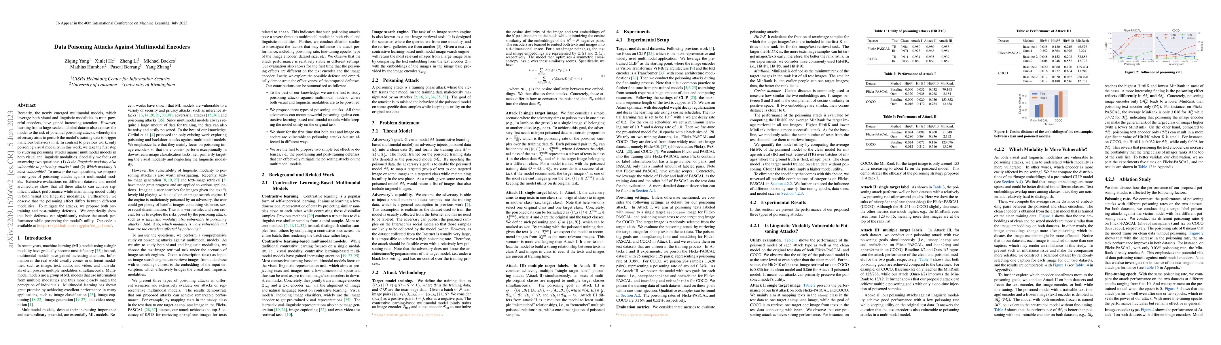 Thumbnail for Data Poisoning Attacks Against Multimodal Encoders