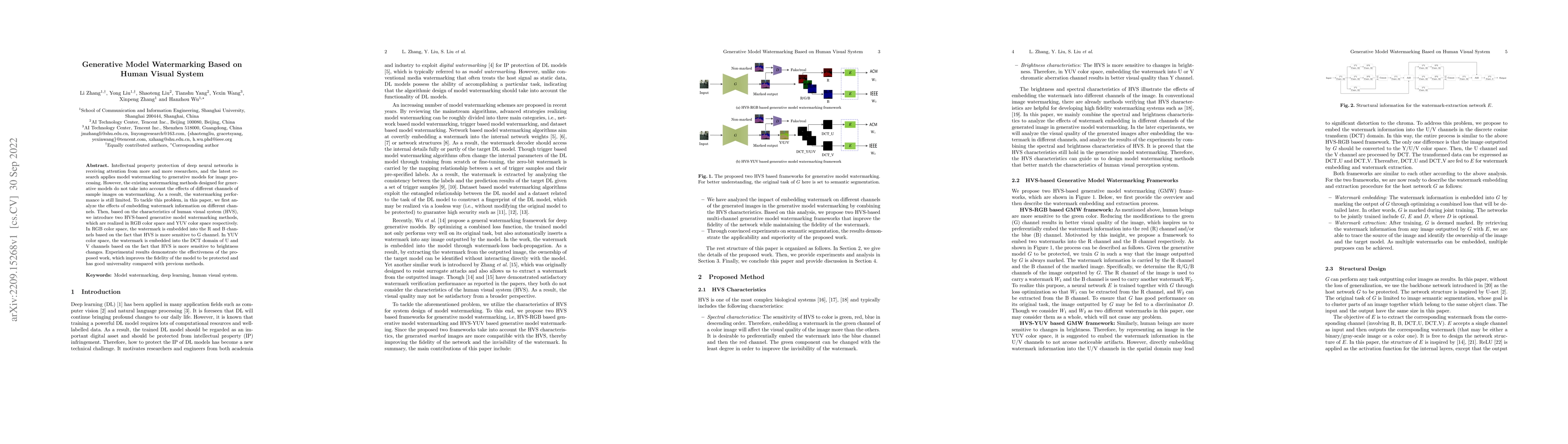 Thumbnail for Generative Model Watermarking Based on Human Visual System