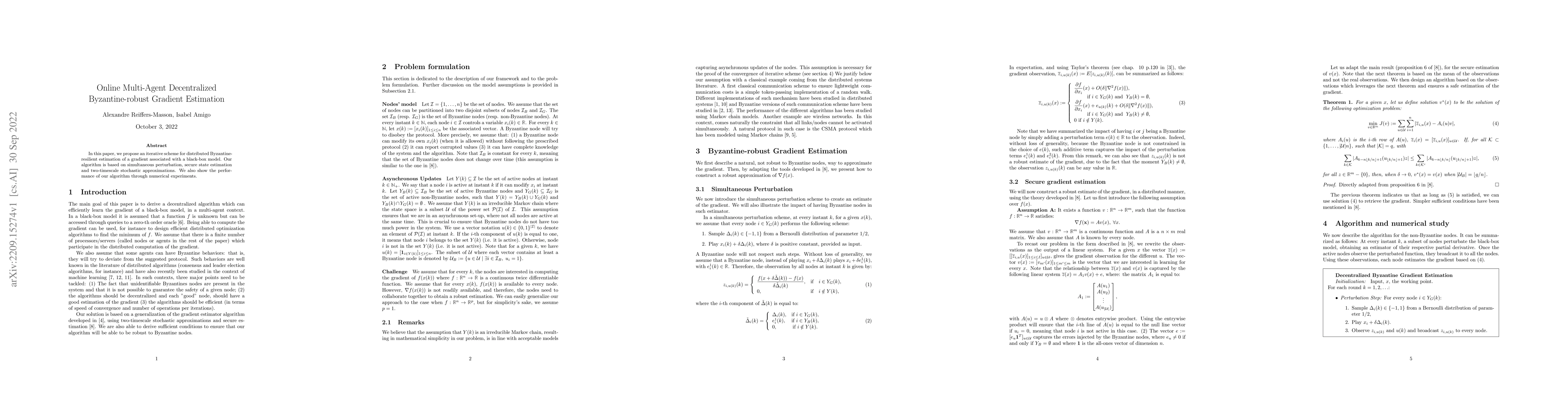 Thumbnail for Online Multi-Agent Decentralized Byzantine-robust Gradient Estimation