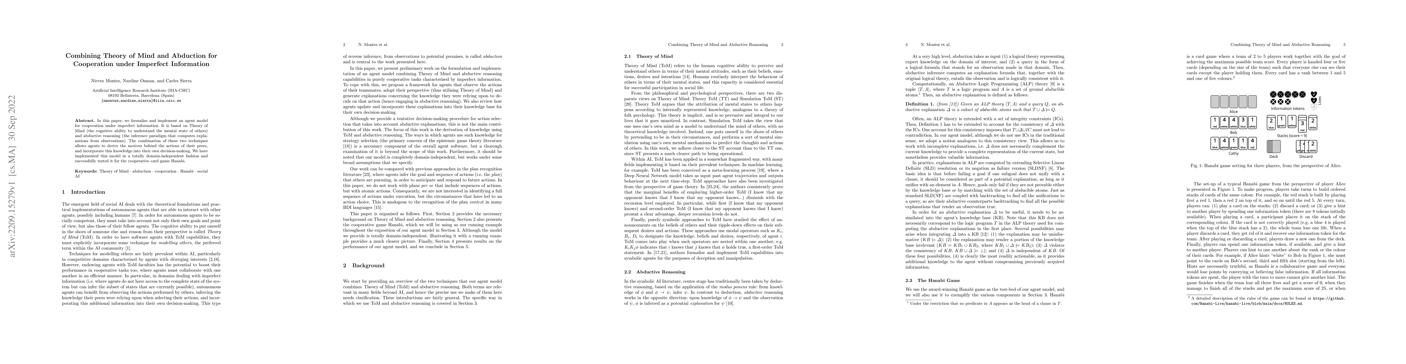 Thumbnail for Combining Theory of Mind and Abduction for Cooperation under Imperfect
  Information