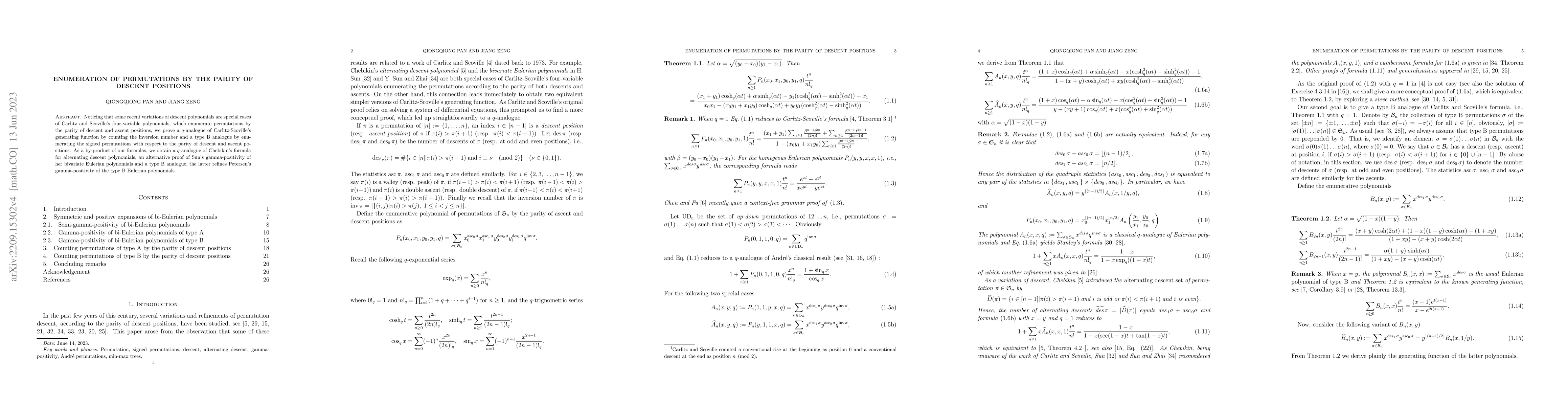 Thumbnail for Enumeration of permutations by the parity of descent positions