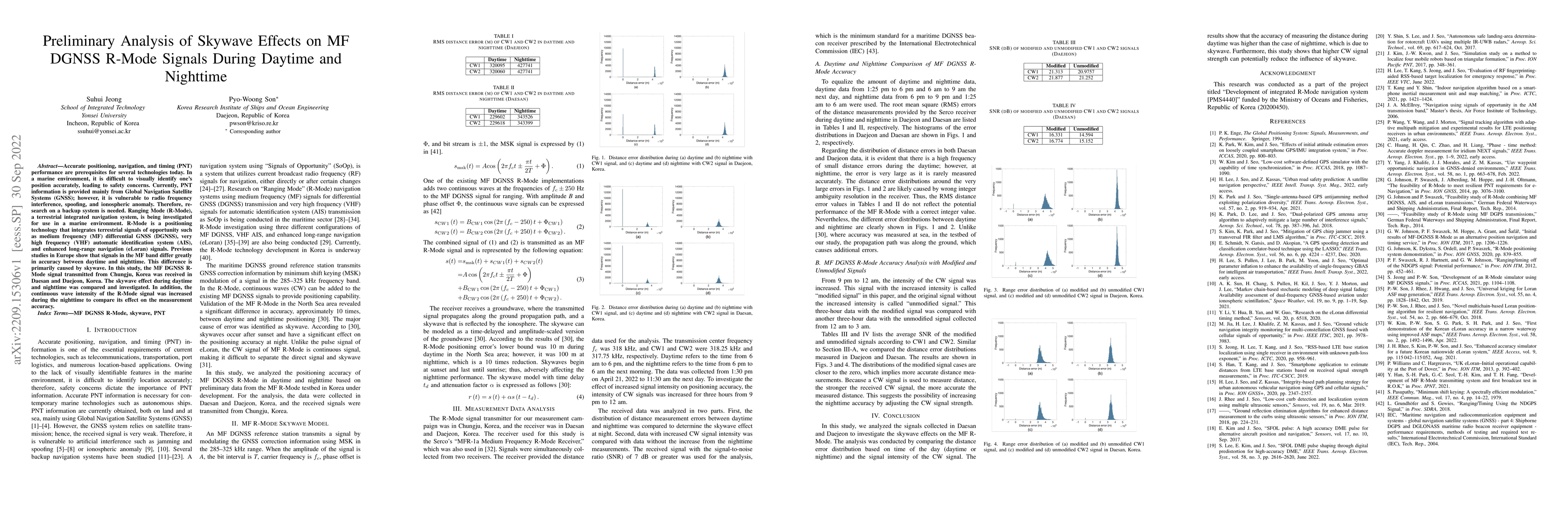 Thumbnail for Preliminary Analysis of Skywave Effects on MF DGNSS R-Mode Signals
  During Daytime and Nighttime