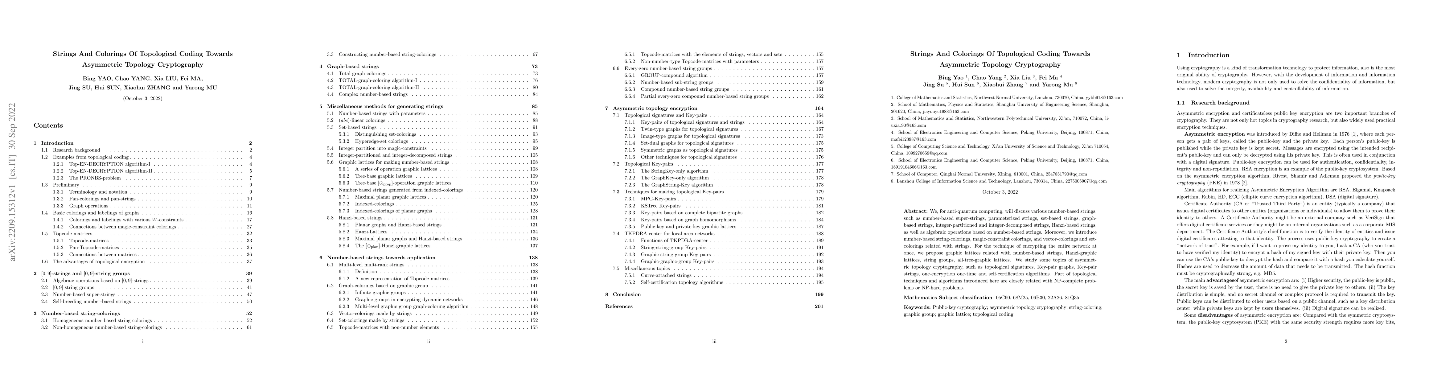 Thumbnail for Strings And Colorings Of Topological Coding Towards Asymmetric Topology
  Cryptography