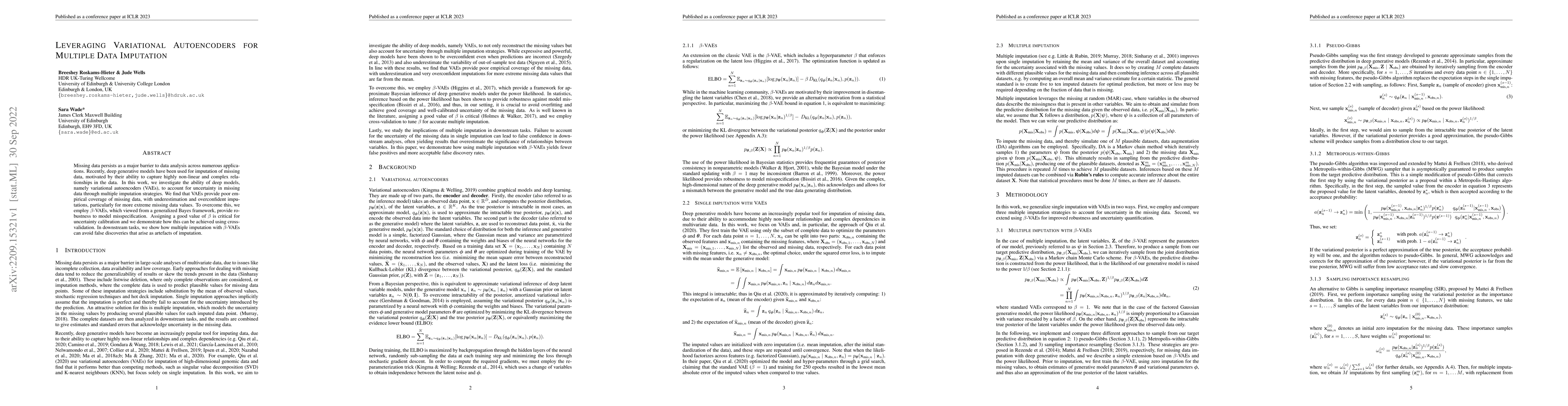 Thumbnail for Leveraging variational autoencoders for multiple data imputation