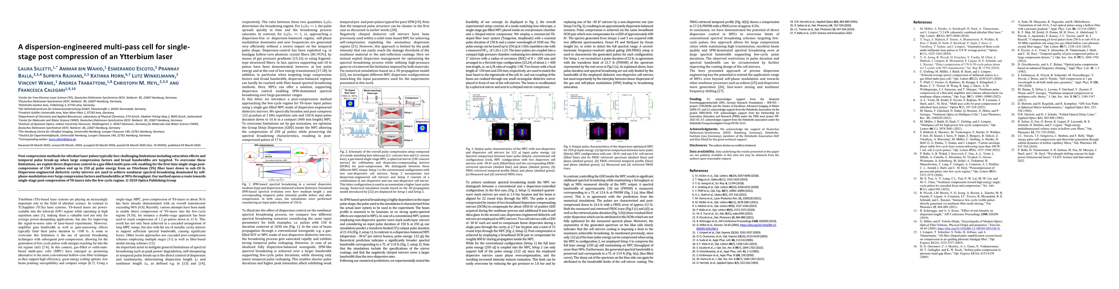 Thumbnail for A dispersion-engineered multi-pass cell for single-stage post
  compression of an Ytterbium laser