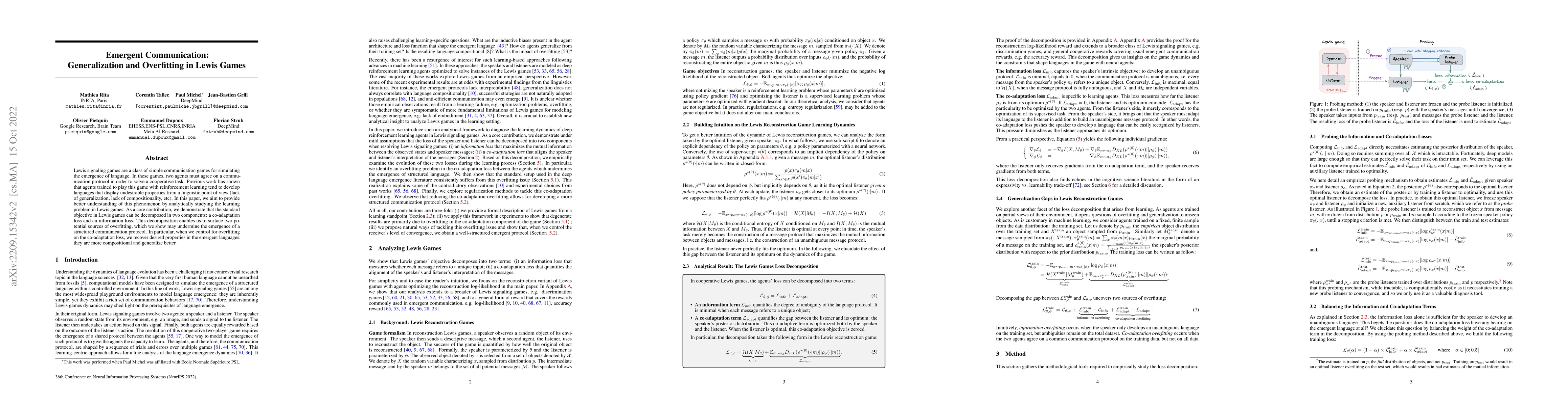 Thumbnail for Emergent Communication: Generalization and Overfitting in Lewis Games