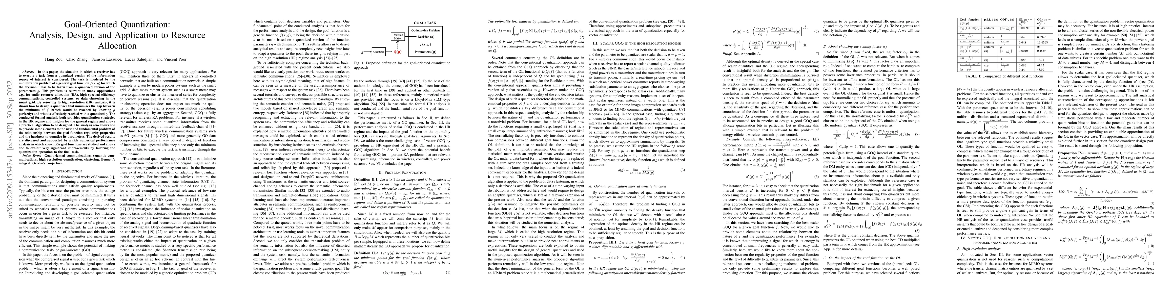 Thumbnail for Goal-Oriented Quantization: Analysis, Design, and Application to
  Resource Allocation
