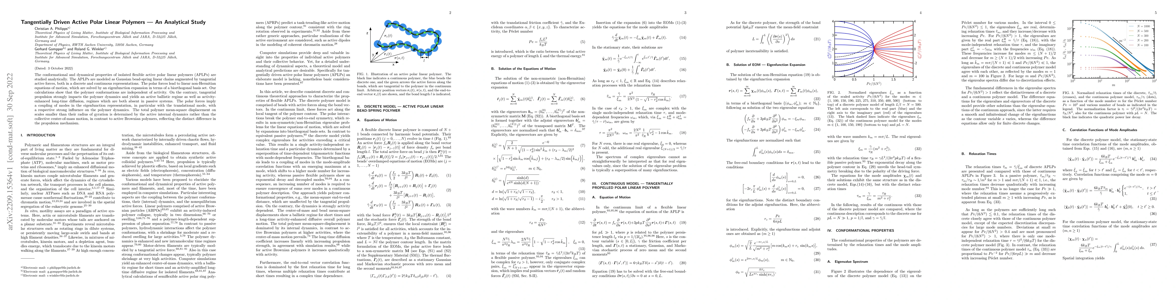 Thumbnail for Tangentially Driven Active Polar Linear Polymers -- An Analytical Study