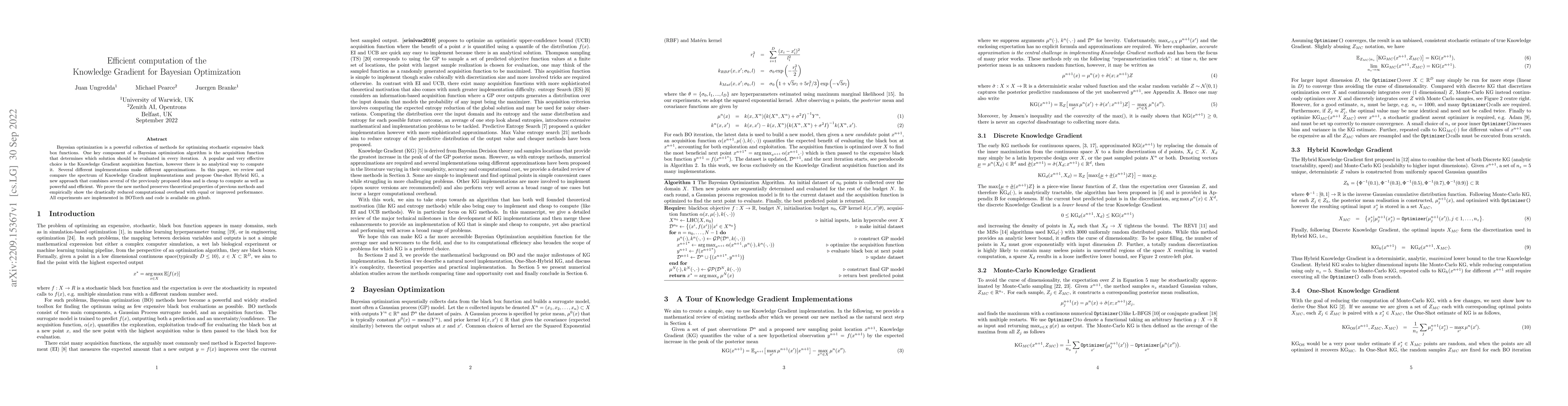 Thumbnail for Efficient computation of the Knowledge Gradient for Bayesian
  Optimization