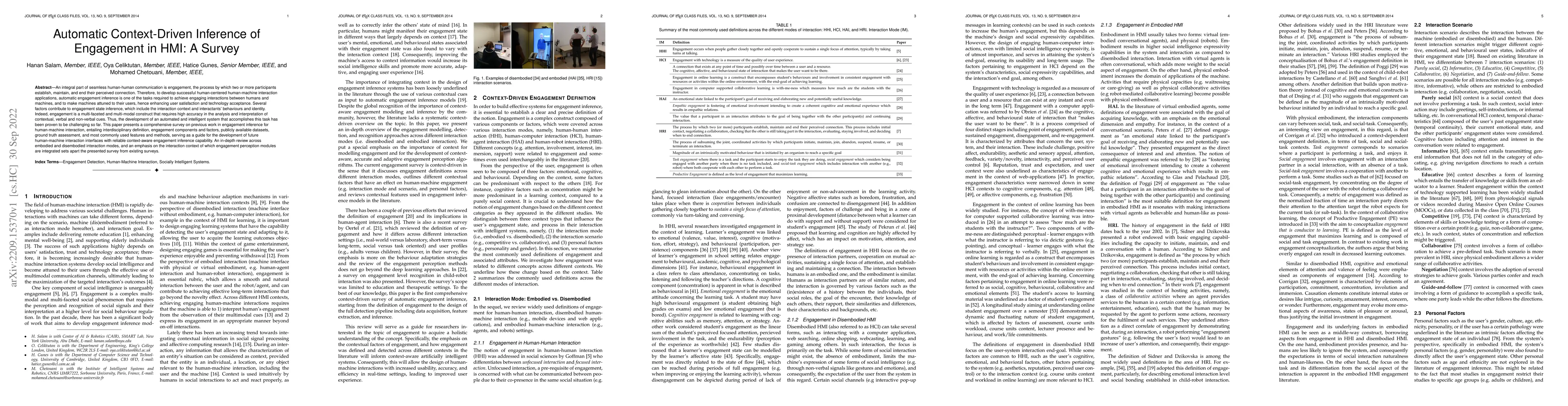 Thumbnail for Automatic Context-Driven Inference of Engagement in HMI: A Survey