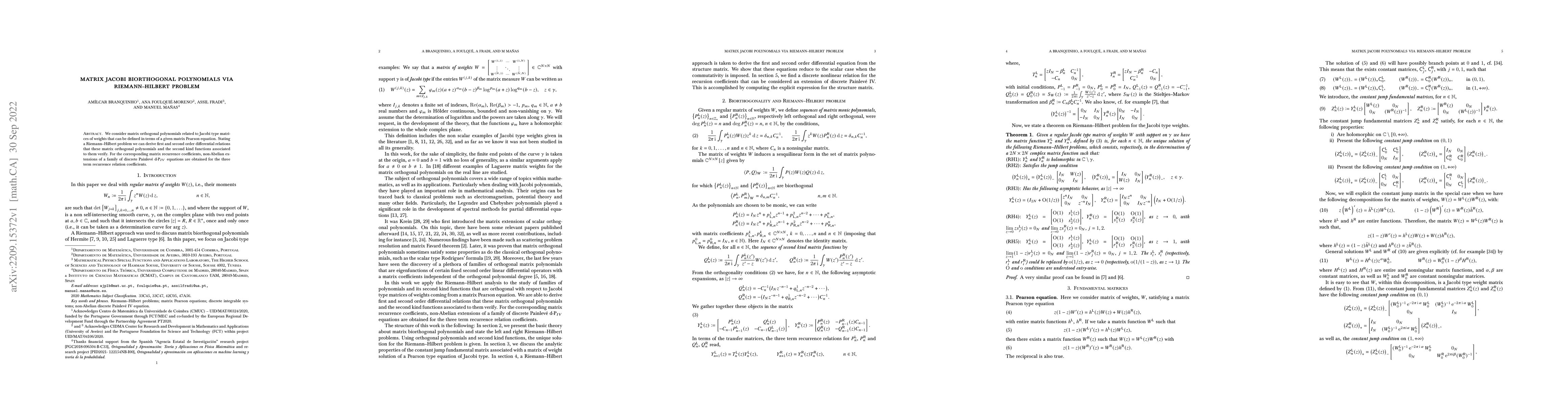 Thumbnail for Matrix Jacobi Biorthogonal Polynomials via Riemann-Hilbert problem