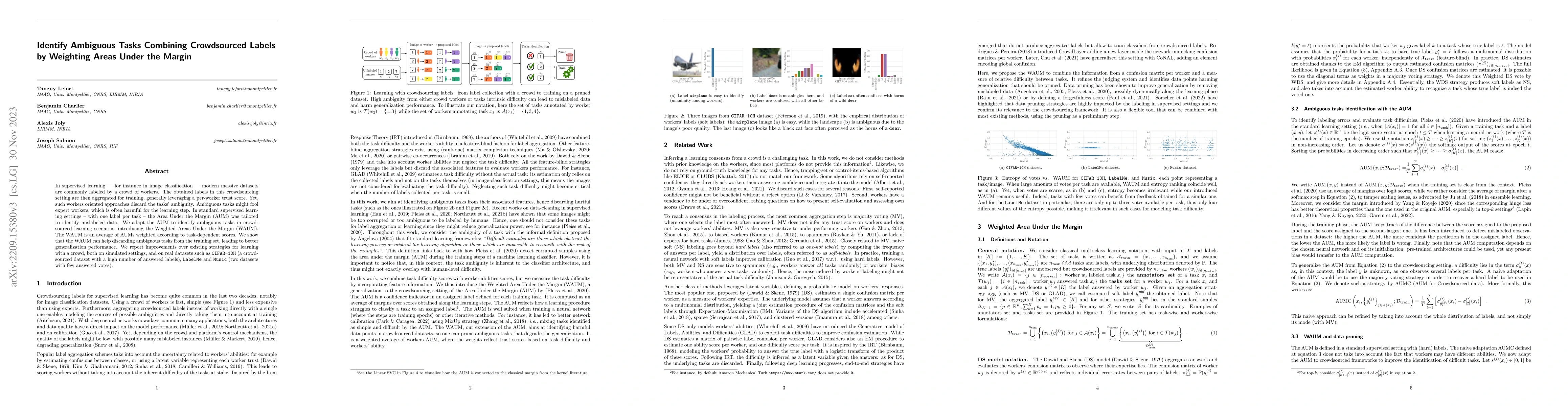 Thumbnail for Identify ambiguous tasks combining crowdsourced labels by weighting
  Areas Under the Margin