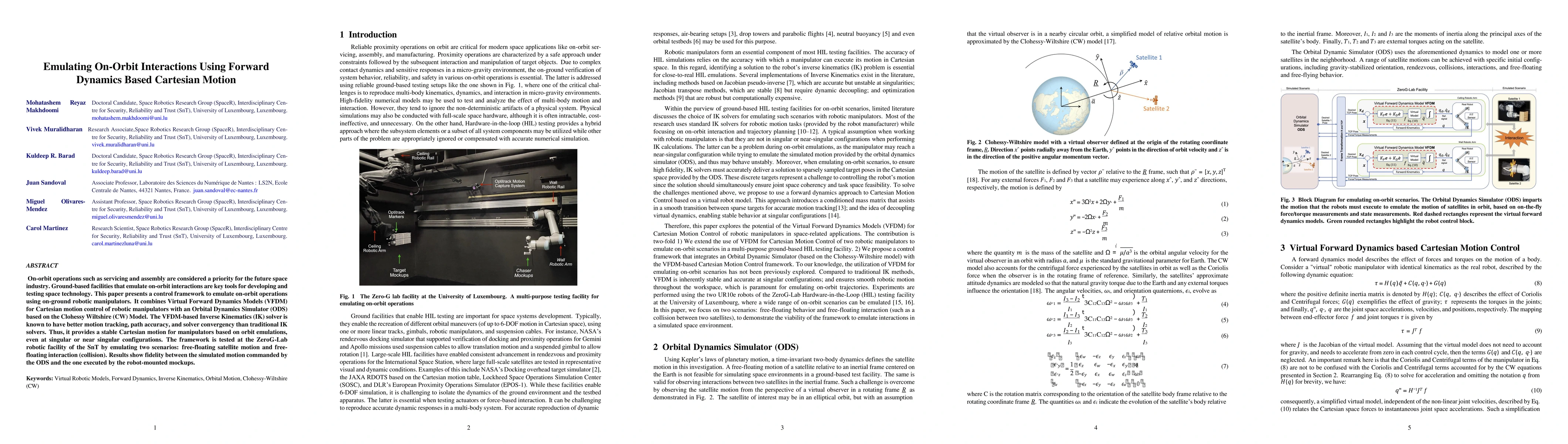 Thumbnail for Emulating On-Orbit Interactions Using Forward Dynamics Based Cartesian
  Motion