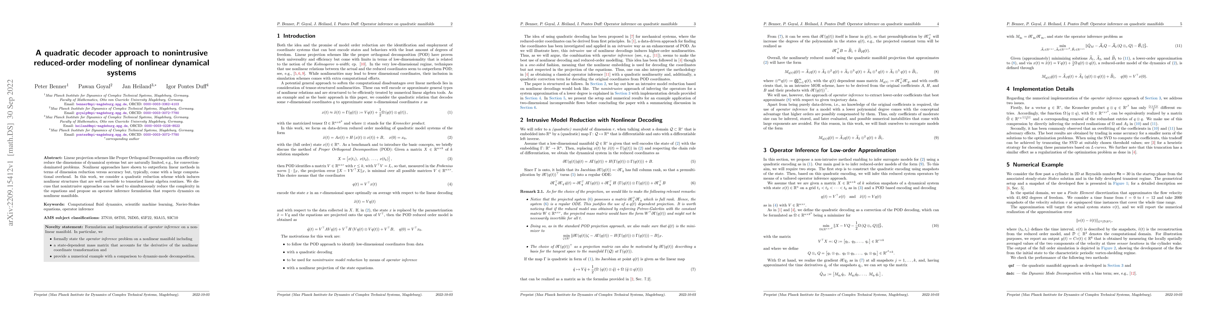 Thumbnail for A quadratic decoder approach to nonintrusive reduced-order modeling of
  nonlinear dynamical systems