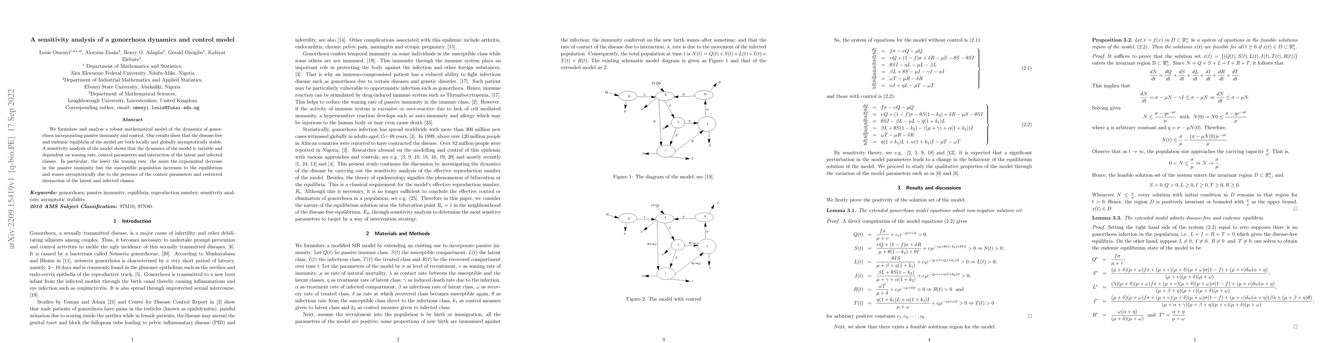 Thumbnail for A sensitivity analysis of a gonorrhoea dynamics and control model