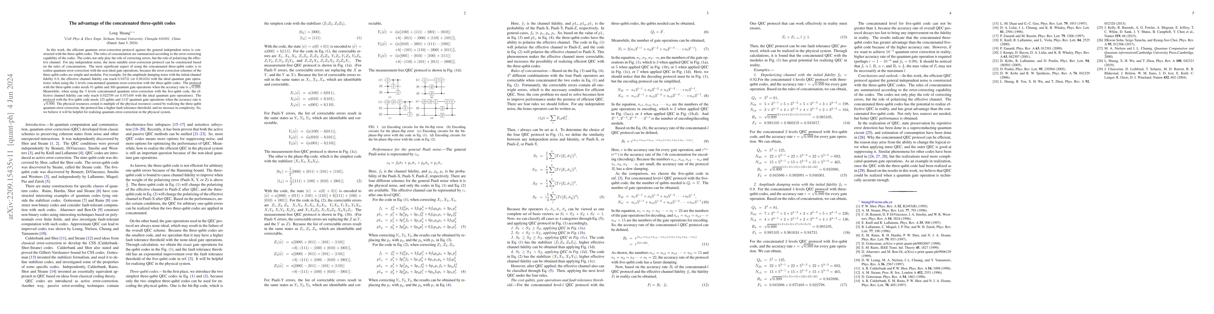 Thumbnail for The advantage of the concatenated three-qubit codes