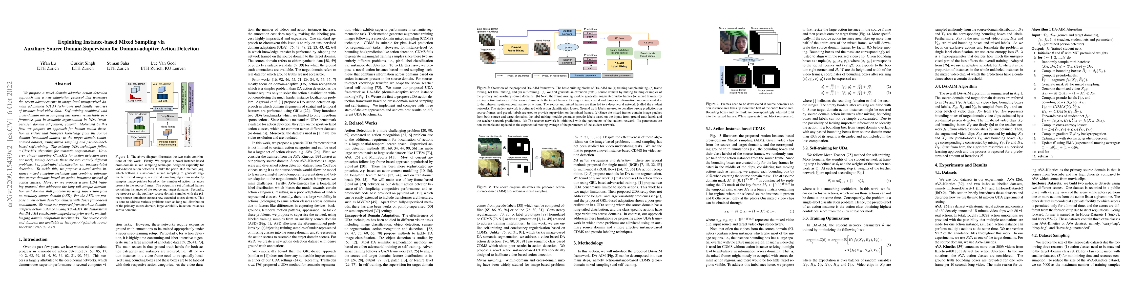 Thumbnail for Exploiting Instance-based Mixed Sampling via Auxiliary Source Domain
  Supervision for Domain-adaptive Action Detection