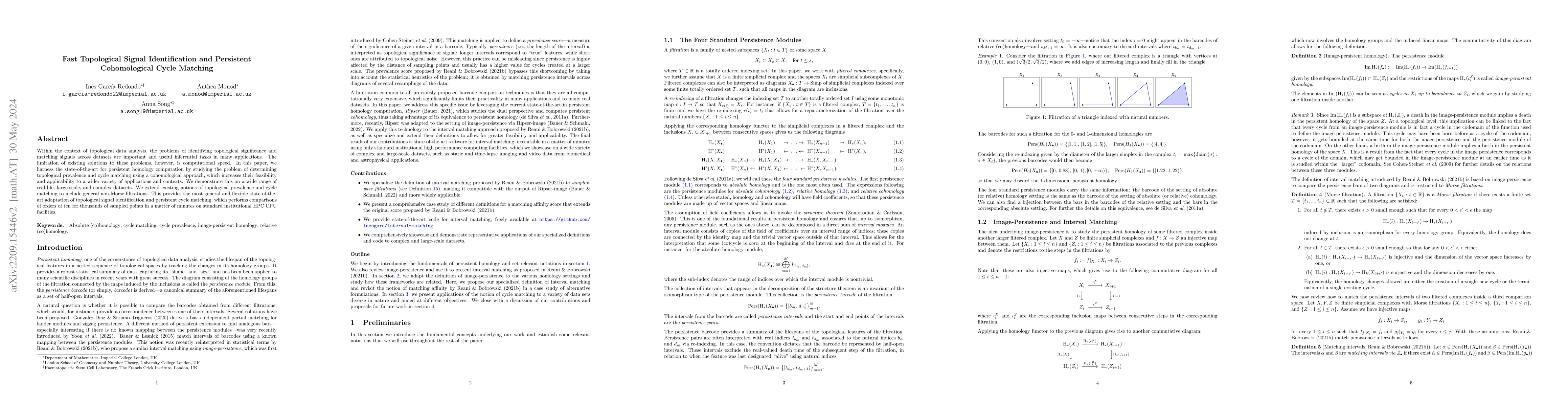 Thumbnail for Fast Topological Signal Identification and Persistent Cohomological
  Cycle Matching
