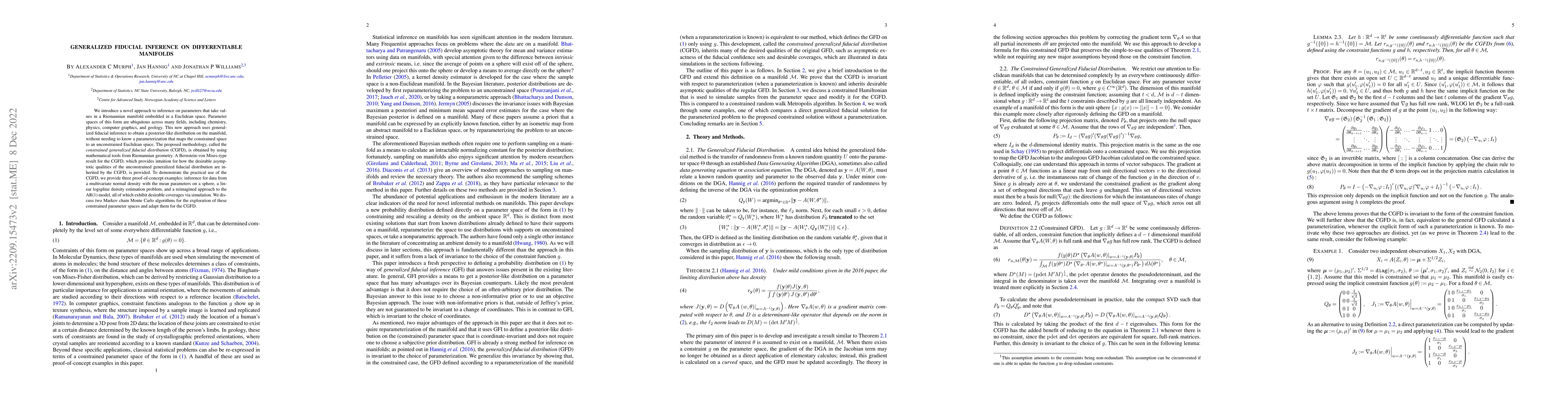 Thumbnail for Generalized Fiducial Inference on Differentiable Manifolds
