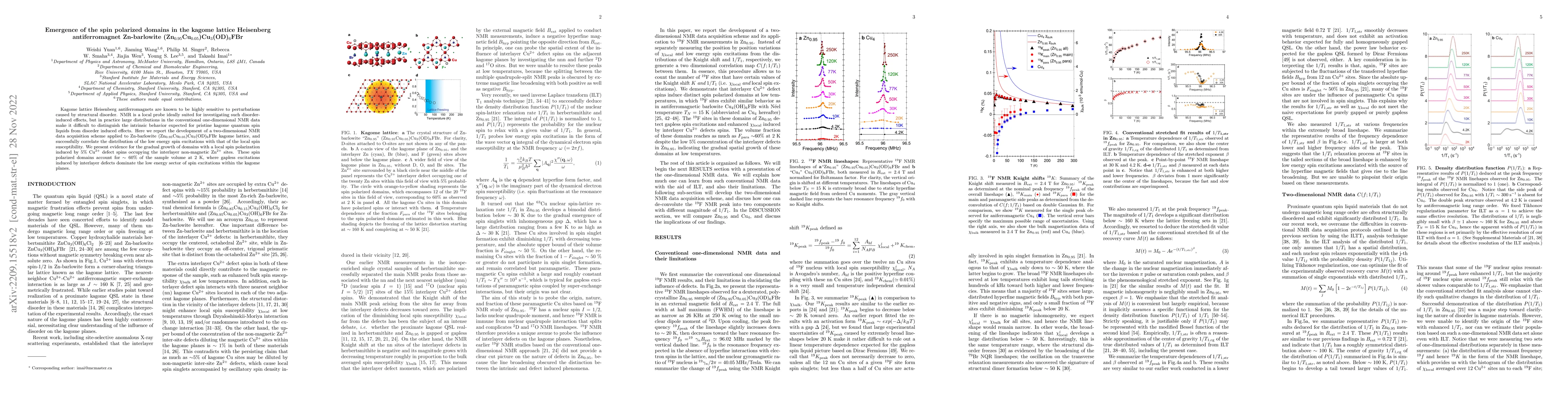 Thumbnail for Emergence of the spin polarized domains in the kagome lattice Heisenberg
  antiferromagnet Zn-barlowite (Zn$_{0.95}$Cu$_{0.05}$)Cu$_{3}$(OD)$_{6}$FBr
