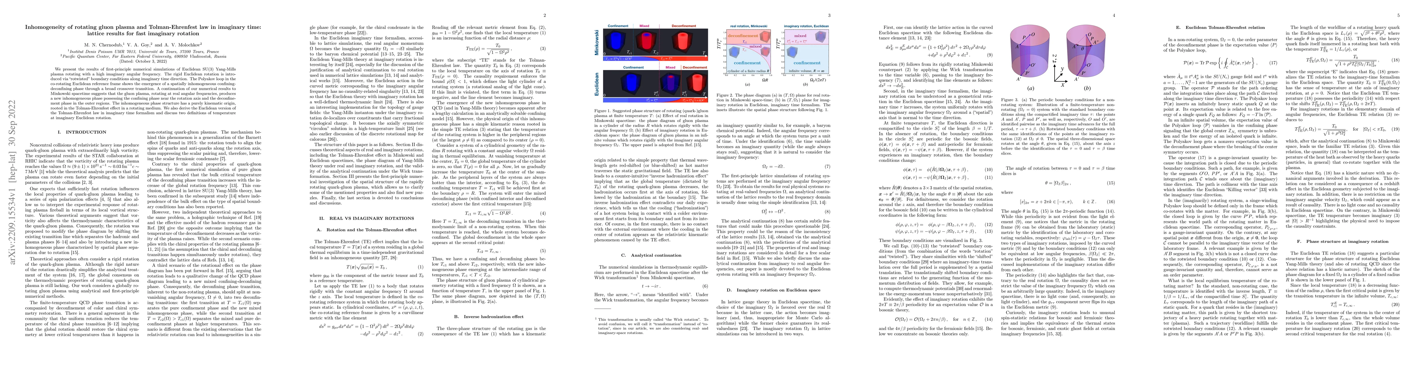 Thumbnail for Inhomogeneity of rotating gluon plasma and Tolman-Ehrenfest law in
  imaginary time: lattice results for fast imaginary rotation