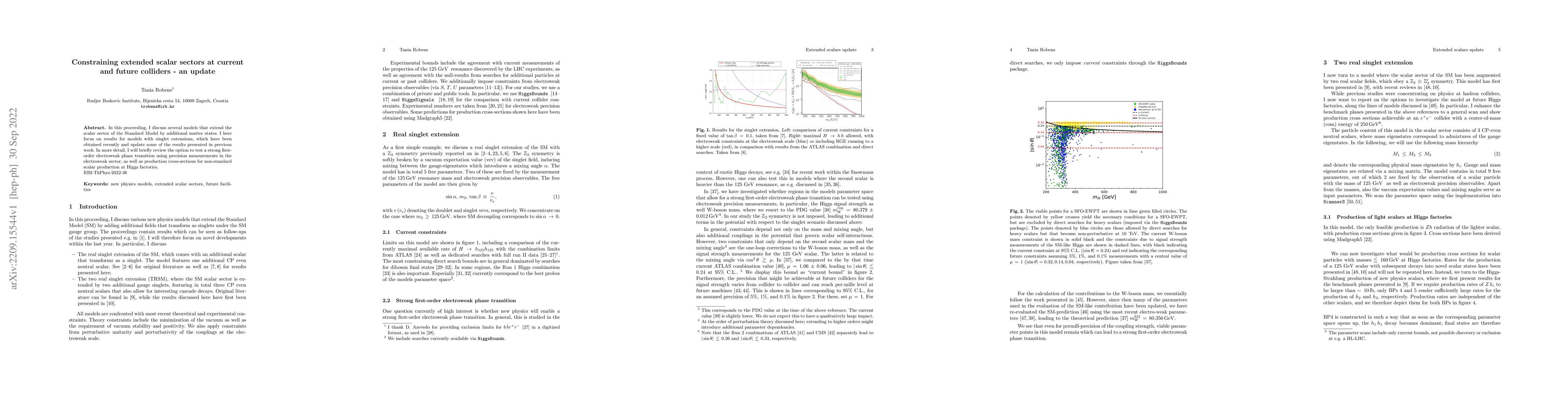 Thumbnail for Constraining extended scalar sectors at current and future colliders --
  an update