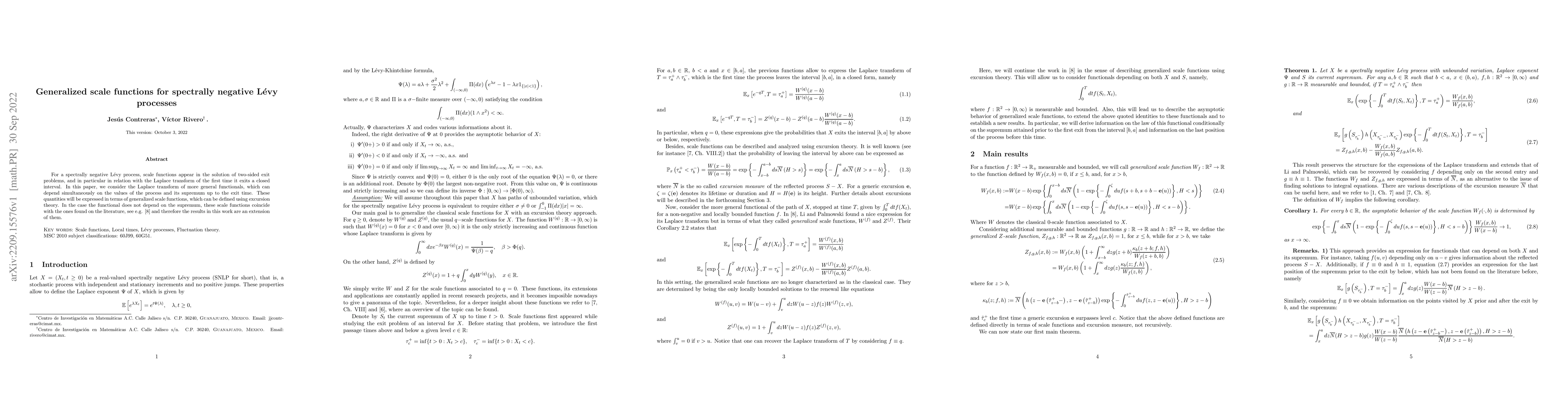 Thumbnail for Generalized scale functions for spectrally negative L\'evy processes