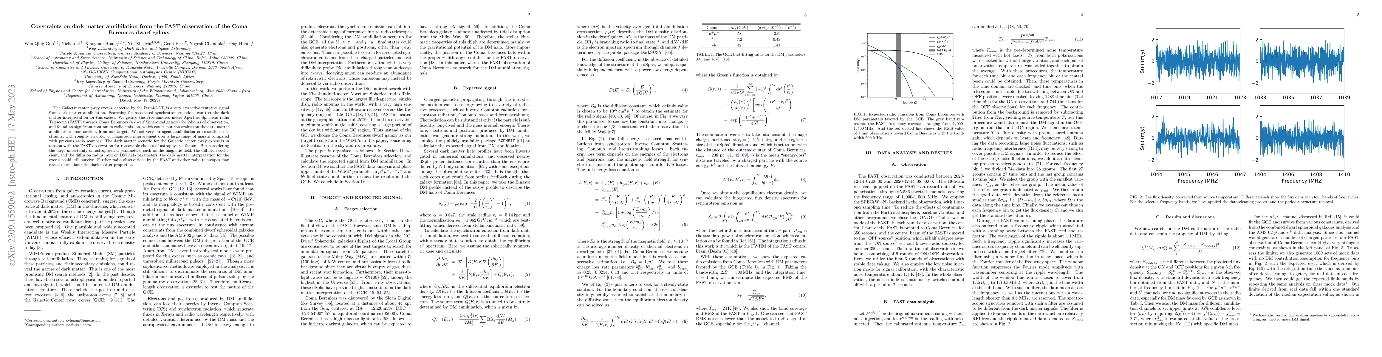 Thumbnail for Constraints on dark matter annihilation from the FAST observation of the
  Coma Berenices dwarf galaxy