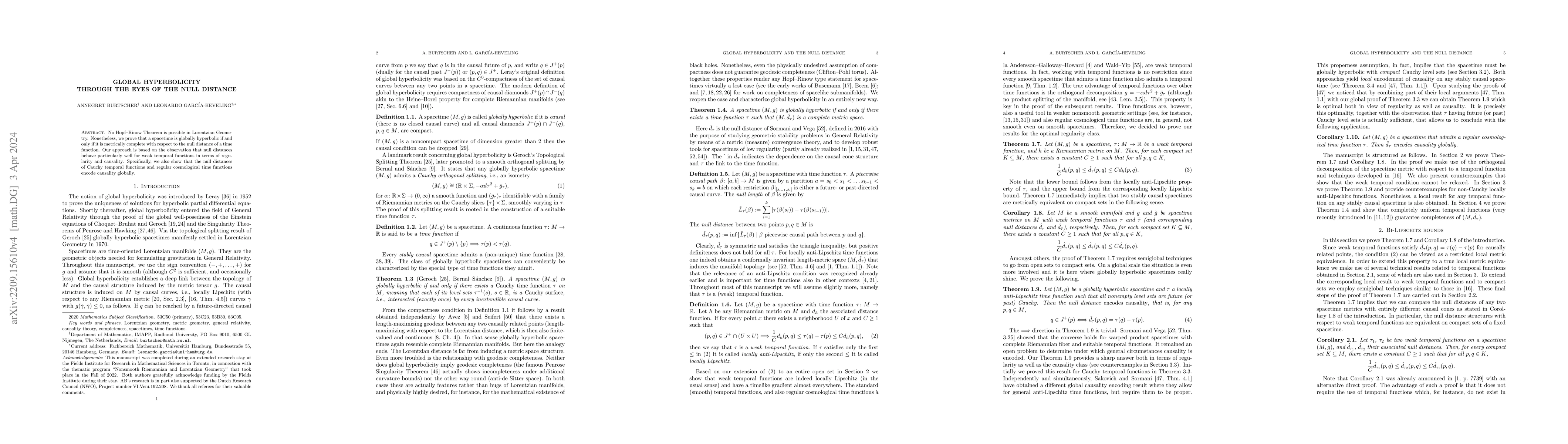 Thumbnail for Global Hyperbolicity through the Eyes of the Null Distance