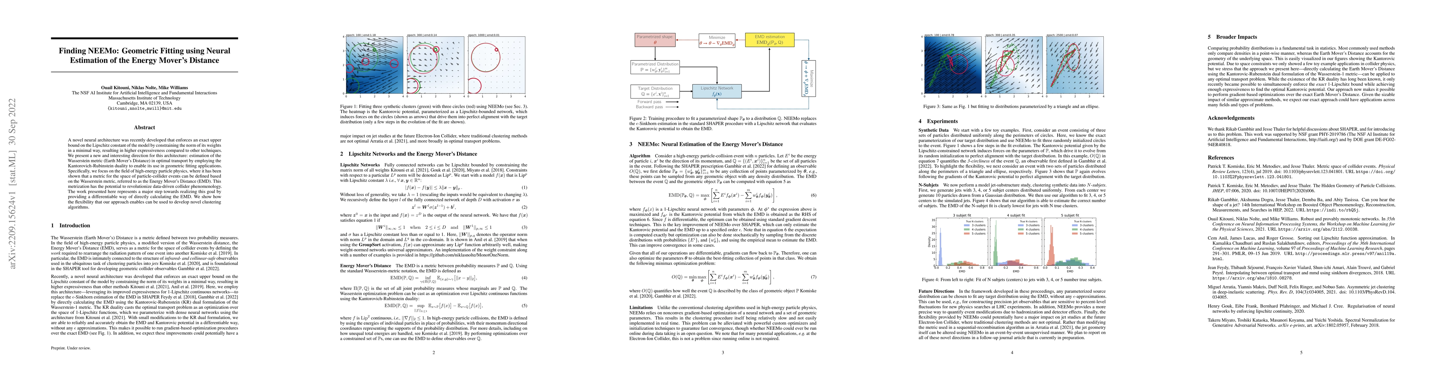 Thumbnail for Finding NEEMo: Geometric Fitting using Neural Estimation of the Energy
  Mover's Distance