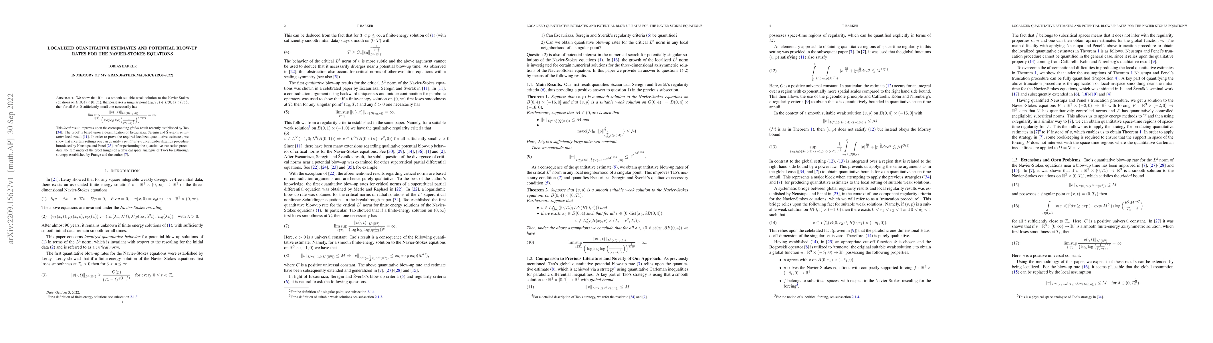 Thumbnail for Localized quantitative estimates and potential blow-up rates for the
  Navier-Stokes equations