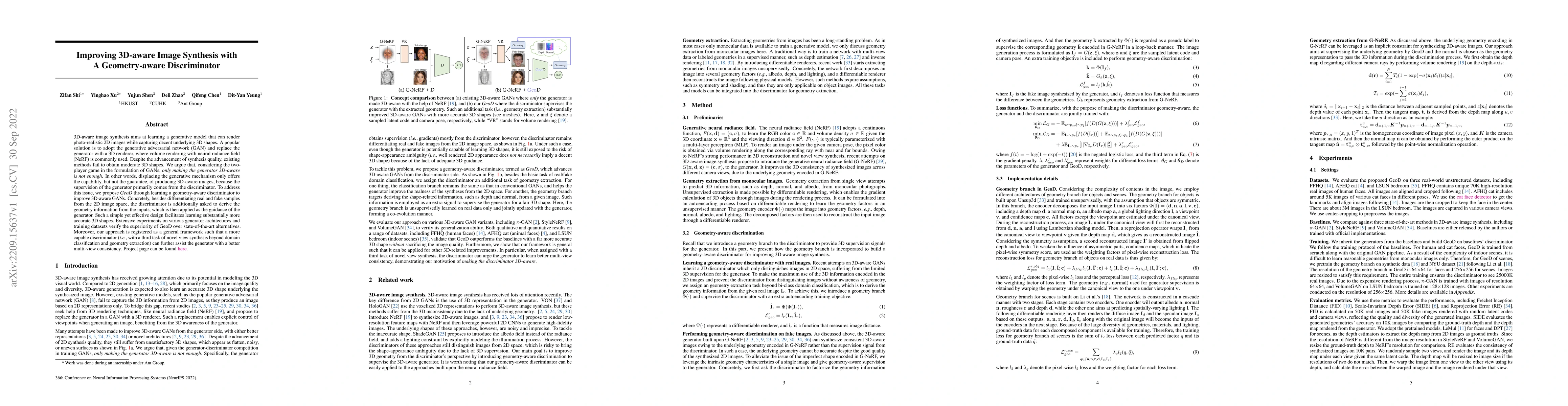 Thumbnail for Improving 3D-aware Image Synthesis with A Geometry-aware Discriminator