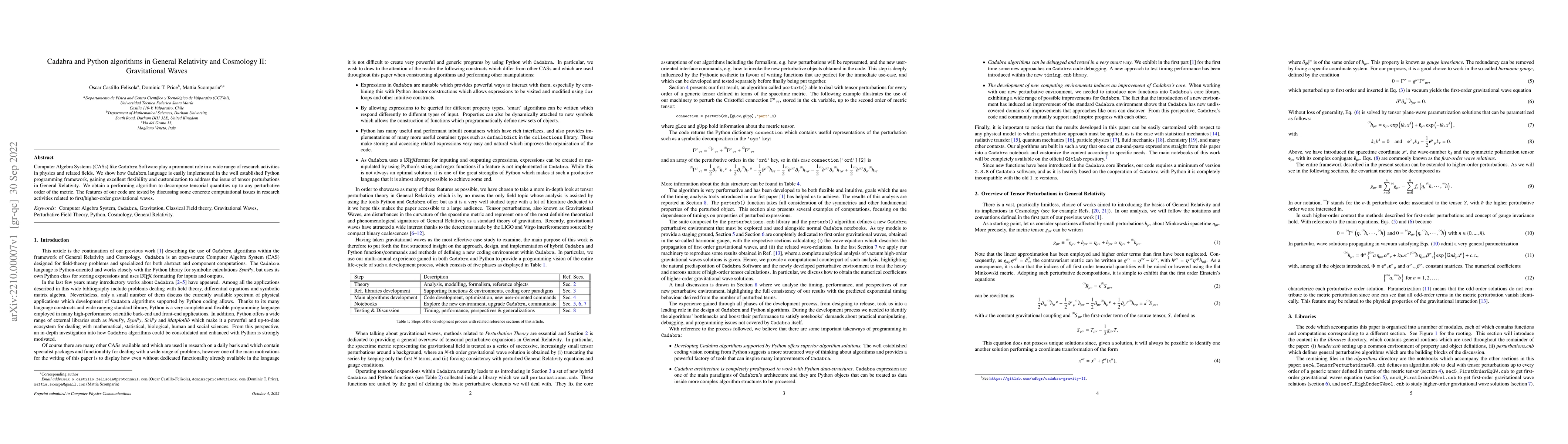 Thumbnail for Cadabra and Python algorithms in General Relativity and Cosmology II:
  Gravitational Waves