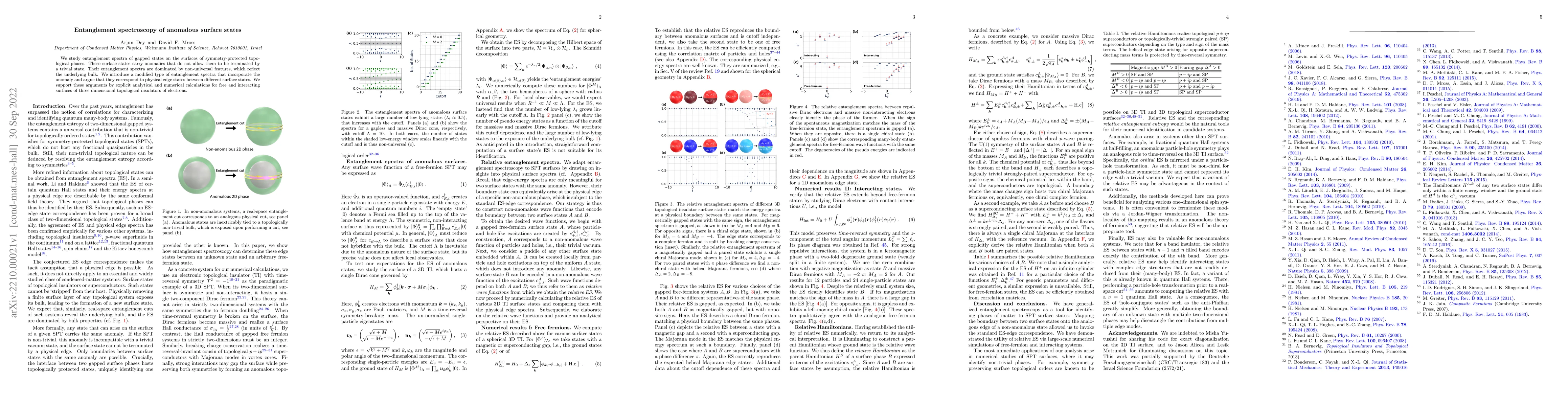 Thumbnail for Entanglement spectroscopy of anomalous surface states