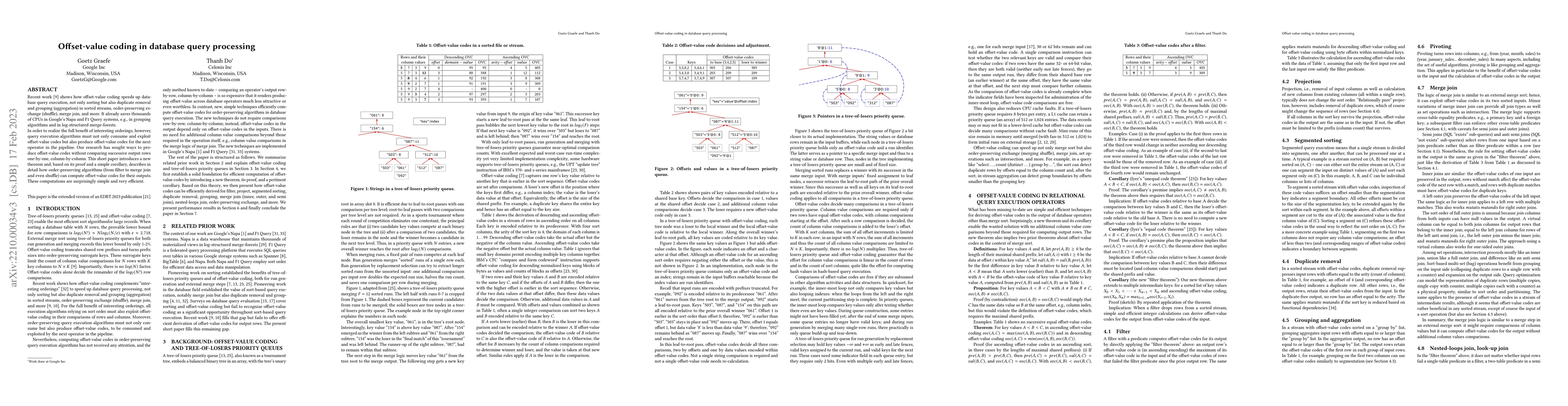 Thumbnail for Offset-value coding in database query processing