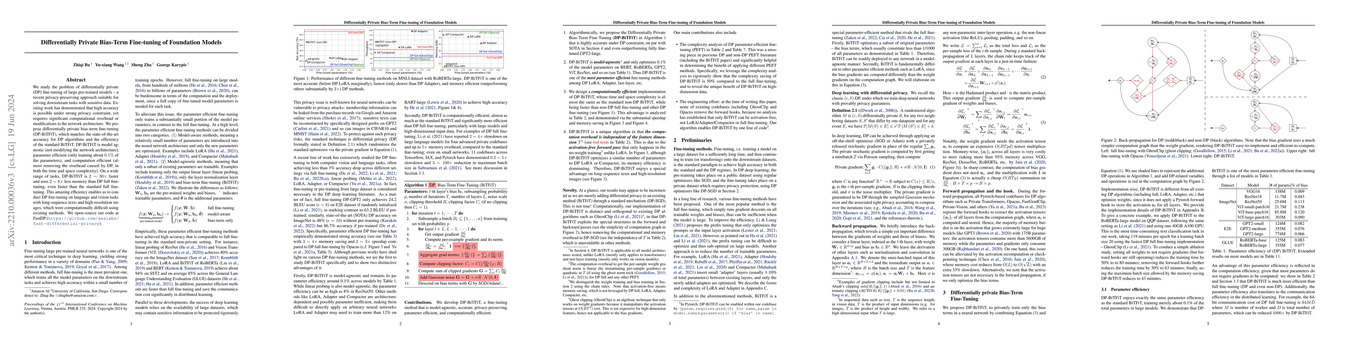 Thumbnail for Differentially Private Bias-Term Fine-tuning of Foundation Models