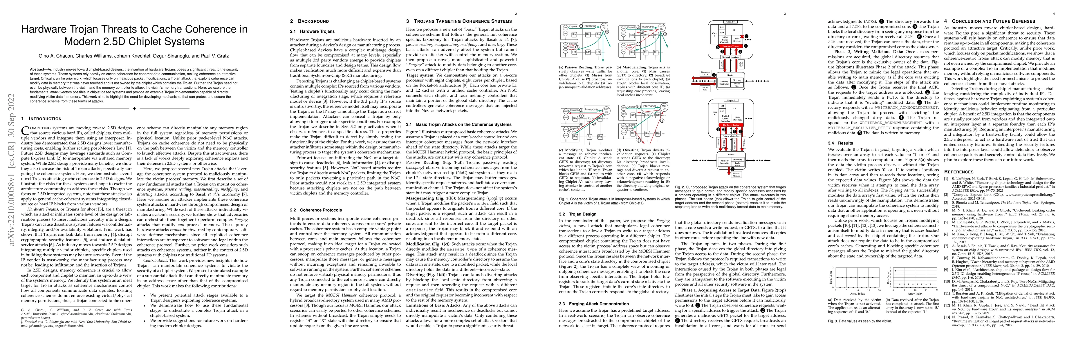 Thumbnail for Hardware Trojan Threats to Cache Coherence in Modern 2.5D Chiplet
  Systems