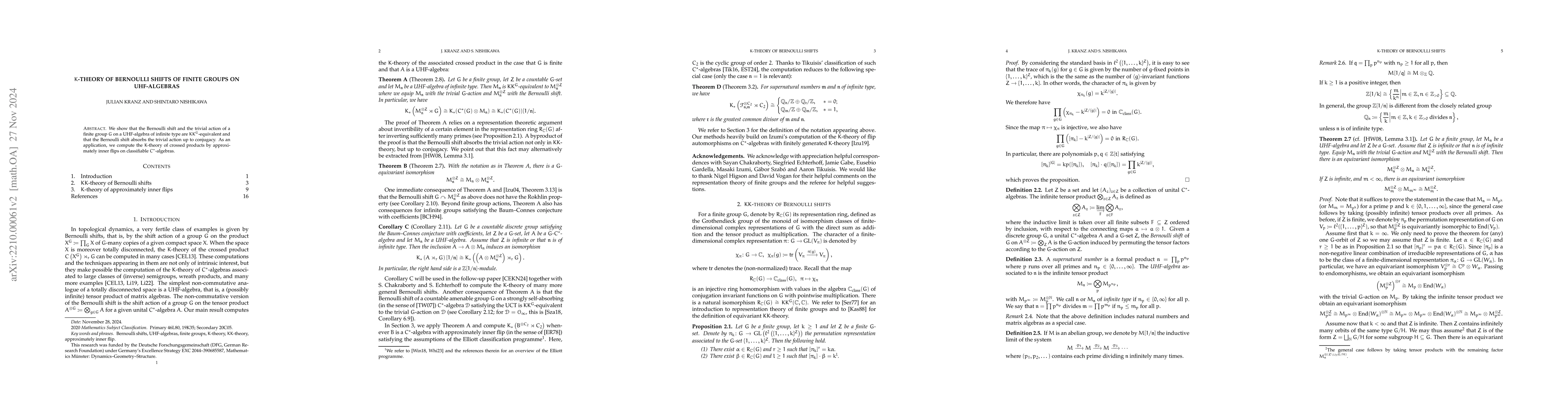 Thumbnail for $K$-theory of Bernoulli shifts of finite groups on UHF-Algebras