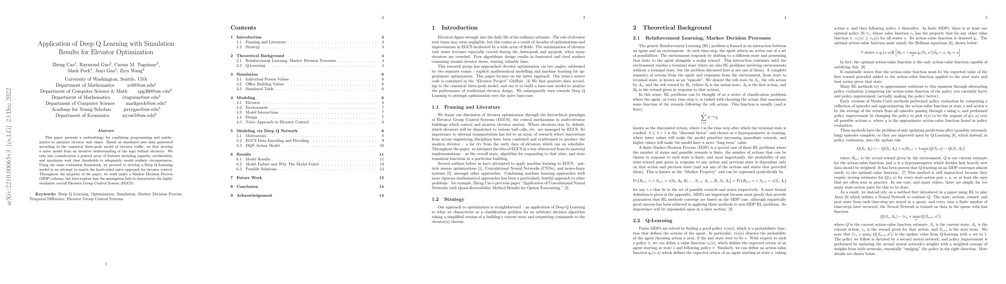 Thumbnail for Application of Deep Q Learning with Simulation Results for Elevator
  Optimization